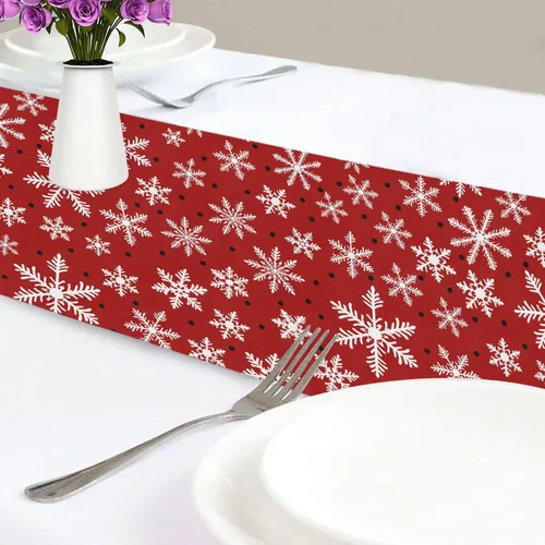 Miniatura 6 de MNSRUU Camino de mesa, copos de nieve y estrellas, invierno, Navidad, comedor, mesa auxiliar, camino de mesa auxiliar para boda, granja, hogar