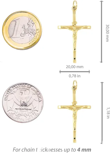 Miniatura 4 de Lucchetta - Colgante de oro de 14 quilates con cruz cristiana católica y cristiana de Italia, regalos religiosos para pulseras y collares, Metal, No