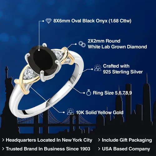 Miniatura 33 de Anillo de compromiso de oro amarillo de 10 quilates y plata 925 con piedra natal y diamantes cultivados en laboratorio para mujer, ovalado de 0.315