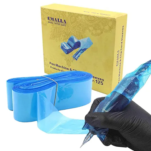 Miniatura 2 de 125 bolsas para bolígrafos - Fundas de cordón para tatuaje, fundas de cordón de clip negro