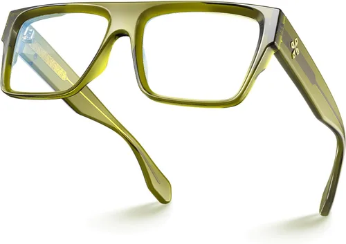 Miniatura 9 de VISOONE Gafas cuadradas de albahaca verde con bloqueo de luz azul TR90 de moda para hombres y mujeres ALBA
