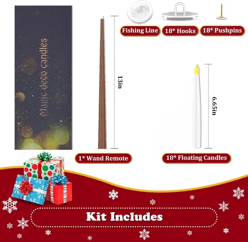 Miniatura 5 de 18 velas flotantes con varita, decoraciones mágicas colgantes mágicas, velas de ventana a pilas con control remoto de varita, velas LED de luz