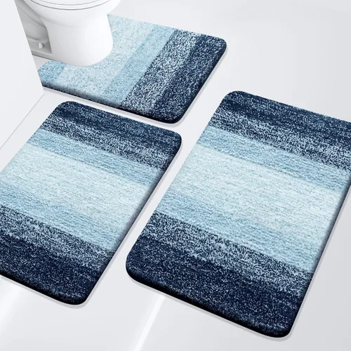 Miniatura 24 de Arotive - Juego de alfombras de baño de 3 piezas, alfombras de baño extra suaves y absorbentes, alfombrillas de baño lavables a máquina y que se