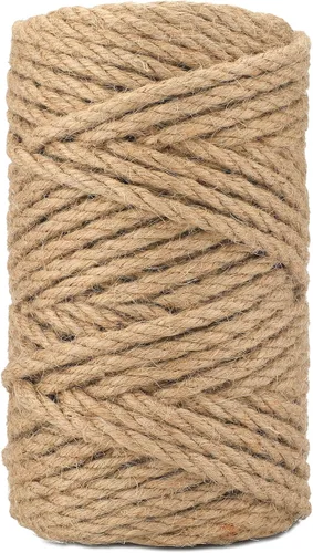 Miniatura 10 de joycraft Cuerda de yute de 0.315 pulgadas, cuerda de yute fuerte y resistente, cuerda de cáñamo decorativa marrón para obras de arte, jardinería