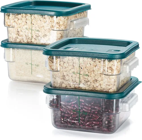 Miniatura 13 de CURTA Paquete de 4 recipientes de almacenamiento de alimentos con tapa roja - Grado comercial NSF en 5.7 L - Cuadrado, transparente, policarbonato