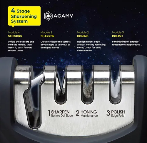 Miniatura 7 de 6 en 1 mejor afilador de cuchillos Afilador de cocina de 4 etapas premium para cuchillos, tijeras Diamante duro, carburo, ranuras de cerámica
