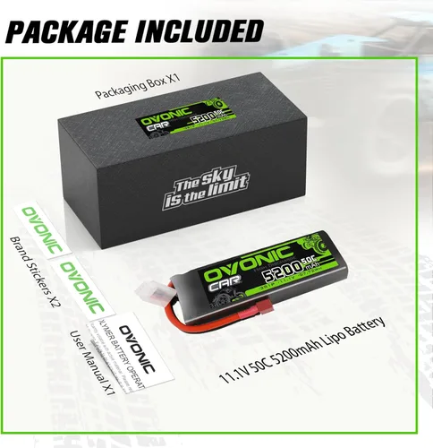 Miniatura 6 de OVONIC Lipo Batería 5200mAh 50C 11.1V 3S RC Batería con Dean-Style T y XT60 conector para RC Plane DJI Quadcopter RC Avión RC Helicóptero RC Coche