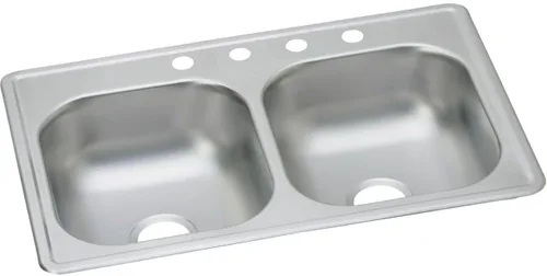 Elkay DSE233194 Dayton Equal - Fregadero de acero inoxidable con doble tazón, 33 x 19