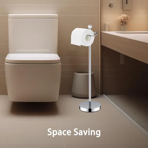 Miniatura 3 de ROLABAM Soporte de papel higiénico (con función de reserva) Soporte de papel higiénico independiente para baño, altura total de 24.4 pulgadas