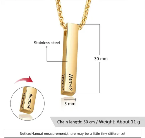 Miniatura 2 de Lam Hub Fong Collar de barra con nombre personalizado para hombre, collar de cruz personalizado con inicial para padre, hermano, regalos del día