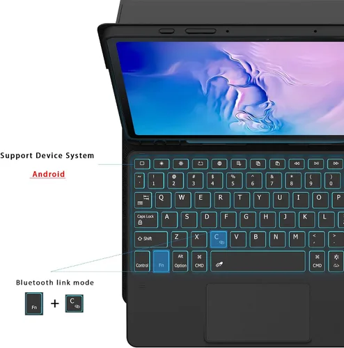 Miniatura 8 de Funda para Samsung Galaxy Tab S10 Lite/S9 de 11 pulgadas/S9 FE 10.9 pulgadas / S10 FE 10.9 pulgadas con teclado – 7 colores retroiluminados