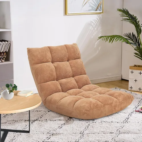 Miniatura 13 de Silla de suelo con soporte para el respaldo, silla reclinable plegable ajustable de 14 posiciones, silla de meditación con marco de acero, silla