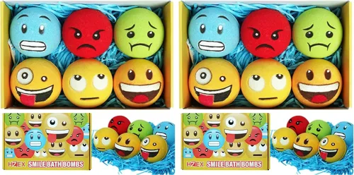 Miniatura 8 de HZEX Juego de 6 bombas de baño faciales grandes con emociones – Divertidas bombas de spa inspiradas en emojis – Hecho a mano con manteca de karité
