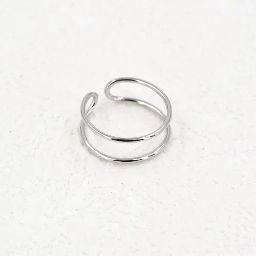 Miniatura 4 de Lemon Grass - Anillo de banda simple de plata esterlina anillo abierto banda ancha ajustable línea de anillos