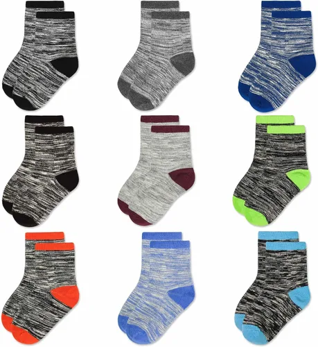 Calcetines para niños calcetines de tobillo para niños pequeños y niñas 1-14 años 12 pares de calcetines atléticos de media amortiguación