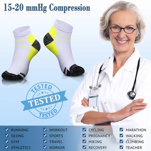 Miniatura 5 de CHARMKING Calcetines de compresión para mujeres y hombres, circulación de 15 a 20 mmHg, lo mejor para atletismo, correr, ciclismo, enfermera, uso