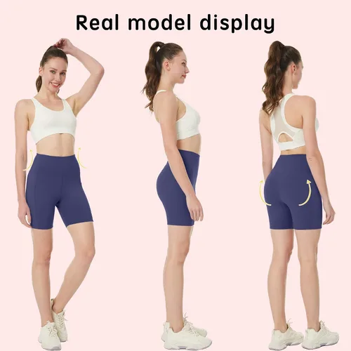 Miniatura 2 de KOWTIGER Pantalones cortos de yoga para mujer, cintura alta, con bolsillos, elásticos, para ciclismo, correr, deporte, entrenamiento, gimnasio
