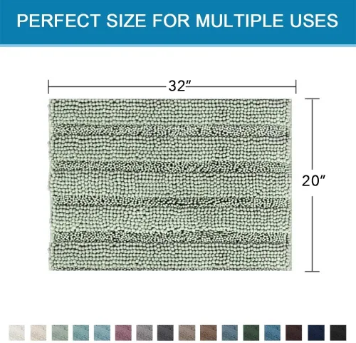 Miniatura 76 de H.VERSAILTEX Alfombras de baño para cuarto de baño, antideslizantes, tapetes de baño extragruesos, de felpilla, a rayas, alfombra de 20" x 32