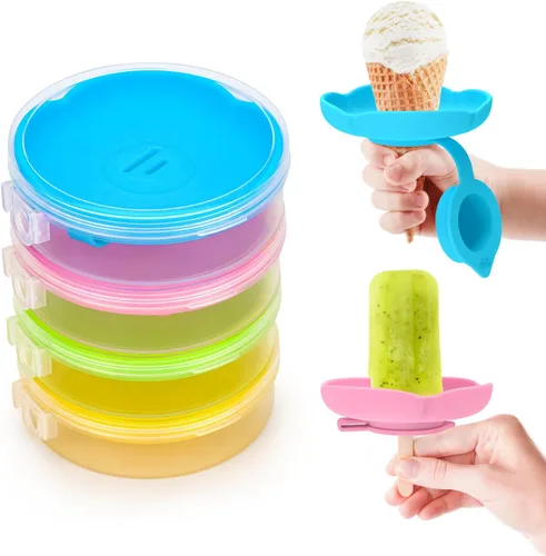 MORLIKE - Soportes de silicona para paletas con funda de viaje, soportes para cono de helado sin desorden para que los niños manejen golosinas