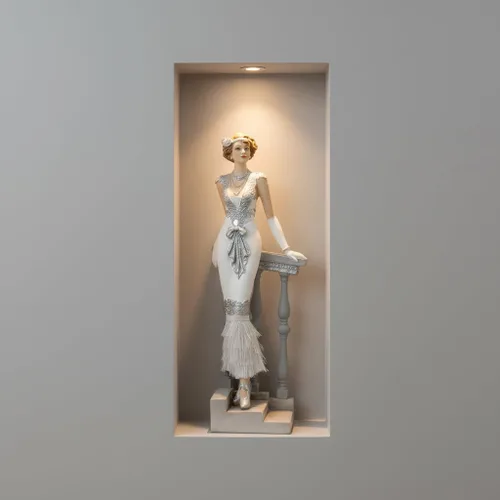 Miniatura 6 de Comfy Hour Figura de dama victoriana de 13 pulgadas, elegante estatua de mujer apoyada en la escalera, estilo art déco de los años 20, decoración