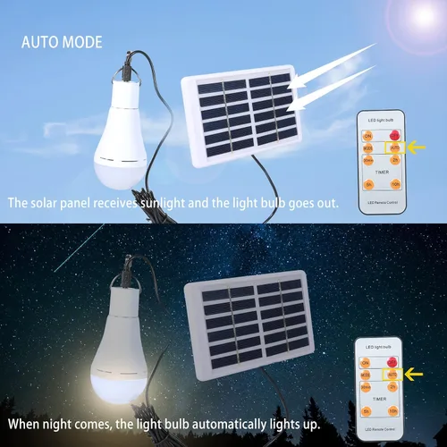Miniatura 4 de Bombillas solares recargables con temporizador remoto, 4 modos de iluminación solar para interiores y exteriores, gallinero, huracán, iluminación