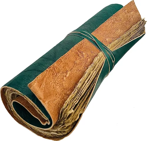 Diario de desplazamiento de cuero hecho a mano – 100 páginas estilo vintage sin forro con borde de cubierta – Libro de sombras de 9 x 6, grimorio,