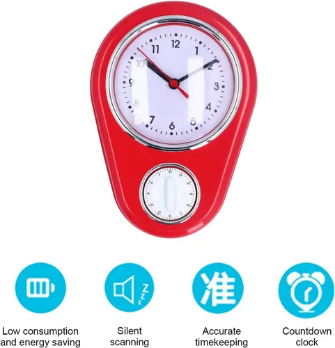 Miniatura 2 de Reloj de pared de 9 pulgadas, temporizador de cocina visual, temporizador de cuenta regresiva visual de 60 minutos, funcionamiento silencioso, fácil