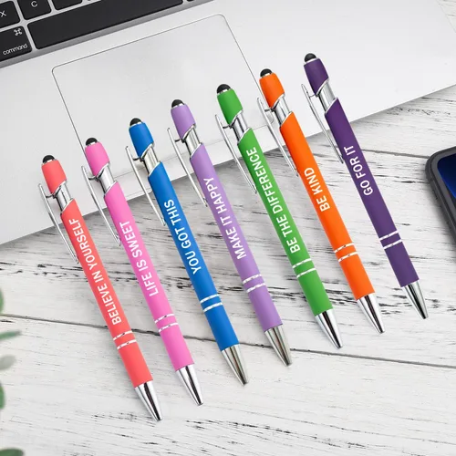 Miniatura 3 de PASISIBICK 12 piezas de bolígrafos de tinta negra con citas motivadoras e inspiradoras, punta estilo lápiz táctil para pantalla, escrituras 12