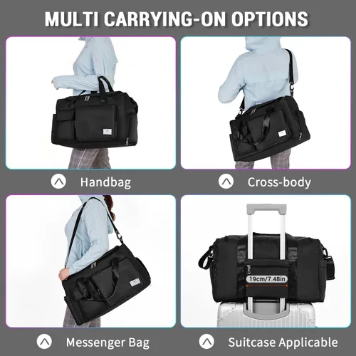 Miniatura 6 de FIORETTO - Bolsa de deporte para mujer con compartimento para zapatos, capacidad de 37 litros, ideal para viajes, gimnasio, deportes, fines de semana