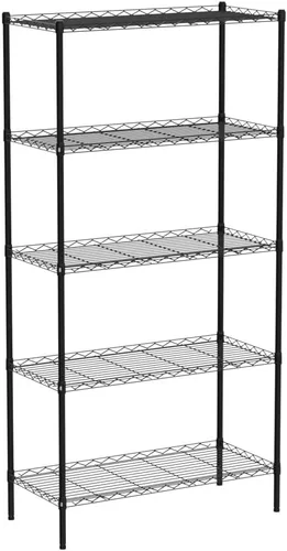 EFINE - Estantería de 5 estantes con forros para estantes, ajustables, estantes de alambre de metal, capacidad de carga de 150 libras por estante,