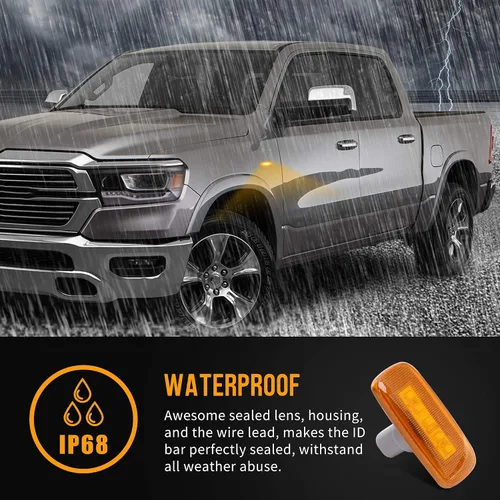 Miniatura 4 de HUSUKU 4 piezas de luces LED de marcador lateral para cama doble para Dodge Ram 2500 3500 2010-2017 (2x ámbar, 2x rojo)
