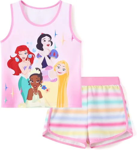 Miniatura 18 de Disney Stitch, Frozen, Minnie Mouse, Princesa, Winnie Tank Top+Shorts Dolphin para niñas, conjunto deportivo de entrenamiento de verano