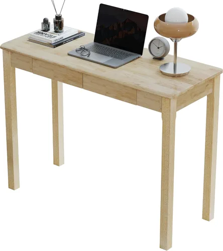 Miniatura 12 de Escritorio de madera maciza con cajones, escritorios estrechos simples de 24 x 16 pulgadas, mesa de estudio de madera de goma, escritorio pequeño