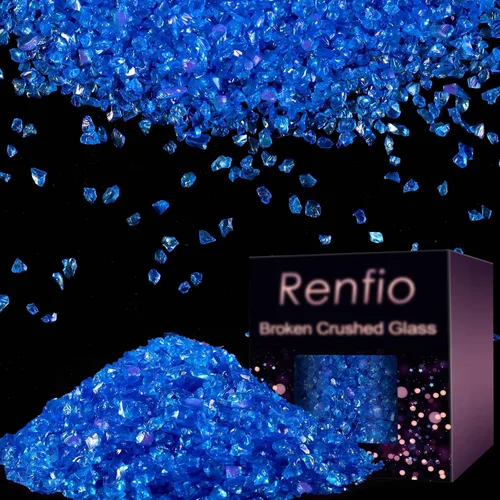 Miniatura 21 de Renfio Fragmentos de purpurina de vidrio triturado roto de 0.079 a 0.157 pulgadas, irregulares, pequeños chips metálicos gruesos, 7 onzas (7.05 oz)