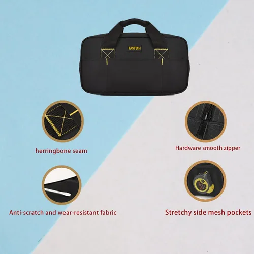 Miniatura 2 de FASTECH Bolsa de herramientas resistente de 14 pulgadas, bolsa de herramientas de boca ancha, bolsa organizadora de herramientas impermeable, bolsa