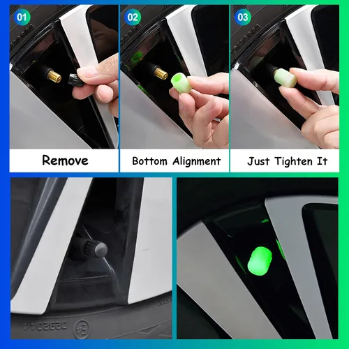 Miniatura 3 de 20 PIEZAS Tapas Fluorescentes para Vástago de Válvula de Neumático - Cubiertas Luminosas para Neumáticos de Vehículos Universales - Accesorios