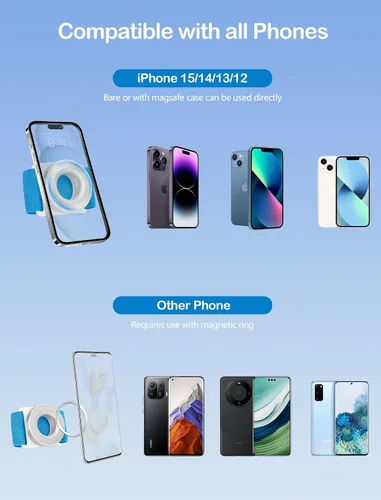 Miniatura 2 de Soporte de teléfono para correr para iPhone [giratorio de 360° y anticaída mejorado] Soporte magnético para teléfono celular, brazalete compatible