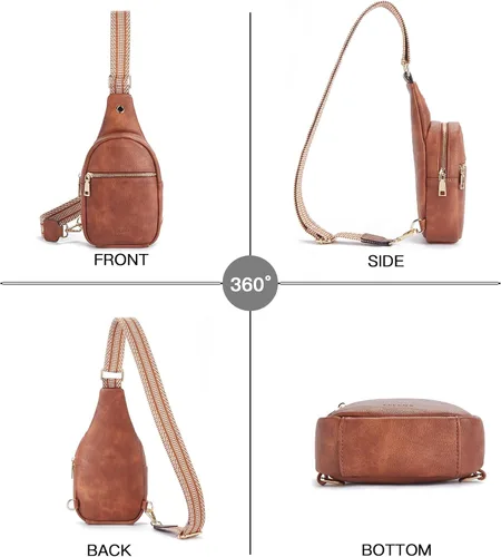 Miniatura 174 de Telena Riñonera pequeña para mujer, de cuero, cangureras, bolsa de pecho para mujer
