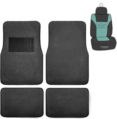 Miniatura 11 de FH Group Alfombrillas de coche – Ajuste universal combo de funda de asiento de coche pequeño, alfombrillas de piso beige protector de alfombra