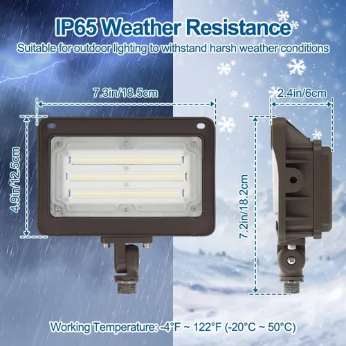 Miniatura 6 de DAKASON Faro LED de 50 W para exterior, fotocélula del crepúsculo al amanecer, ajustable 180° con nudillo, 6500 lm, 5000 K, reemplaza 150–200 W