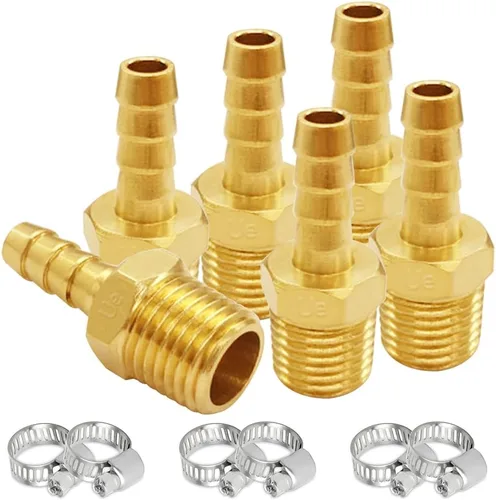 Miniatura 12 de Uenede 6 accesorios de púas de manguera de latón de 1/2 pulgada NPT macho a 1/2 pulgadas, conector adaptador de púas incluye 6 abrazaderas de acero