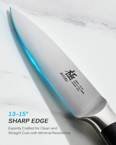 Miniatura 3 de KYOKU Cuchillo de pelar de 3.5 pulgadas, cuchillo de pelar de la serie Samurai con mango de madera de Pakka, cuchillo afilado de acero de alto