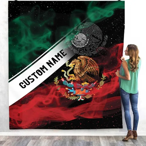 Miniatura 28 de Manta de México con nombre personalizado para hombres y mujeres, manta de bandera personalizable, regalo divertido, felpa mullida, suave microforro