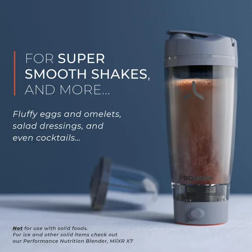 Miniatura 8 de Promixx PRO Shaker Bottle New Edition - Recargable, potente para batidos de proteínas suaves, incluye almacenamiento de suplementos, sin BPA, taza