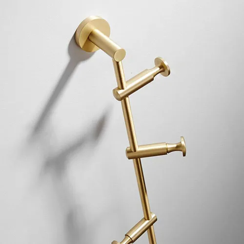 Miniatura 4 de Toallero – Percha giratoria para colgar en la pared, 6 ganchos (latón) para baño y sala de estar