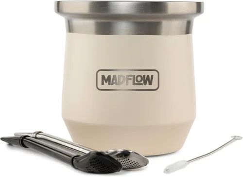 Miniatura 10 de MADFLOW Taza de Yerba Mate. Taza de Mate de Acero Inoxidable con 2 Bombillas. Calabaza de Yerba Mate Aislada al Vacío de Doble Pared. Juego Único