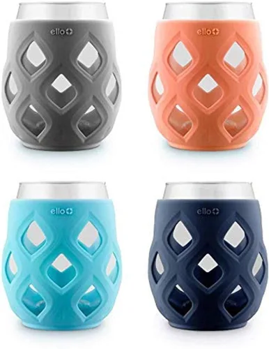 Miniatura 6 de Set de 6 copas de vino sin tallo Ello Cru de 17 onzas con fundas protectoras de silicona, perfectas para patios de verano y fiestas, ideales