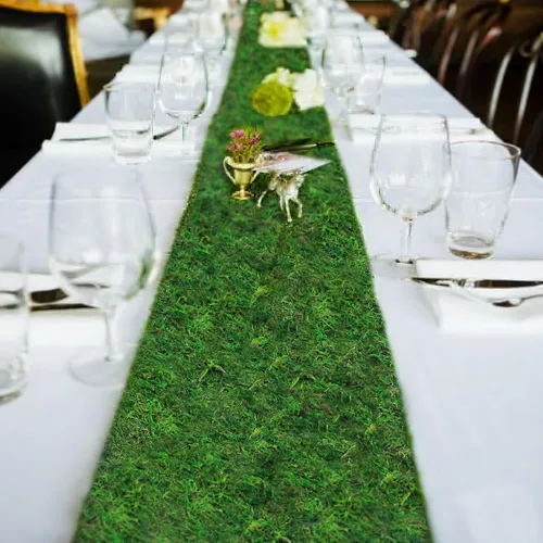 Miniatura 3 de FAICOIA 2 Piezas Camino de Mesa de Musgo Musgo Seco para Manualidades Rollo de Musgo Verde para Jardines de Hadas Boda Bosque 12" x 71" Tapete
