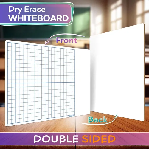Miniatura 3 de Pizarra blanca de borrado en seco de 11 x 14 pulgadas, pizarra de borrado en seco de doble cara con cuadrícula para el hogar, escuela, aula, niños