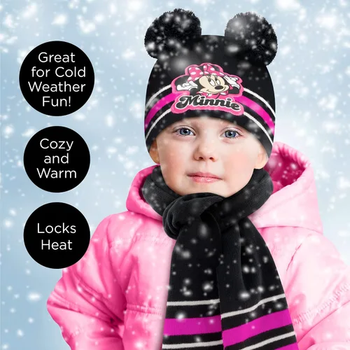 Miniatura 2 de Disney Girls Toddler Winter Hat Scarf Mittens Set 2-4 Or Minnie Mouse Hat Scarves Kids Gloves Sets 4-7